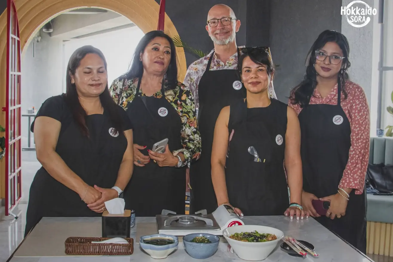 The team during a cooking session.